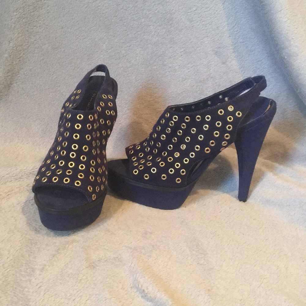 Purple Steve Madden peep toe heels